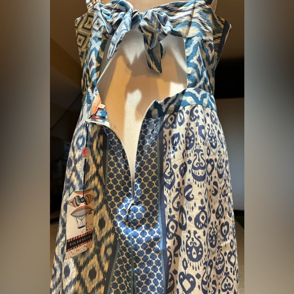 NWT Vilagallo Women’s Boutique Sleeveless Dress Blue/White  Europe Size 44 US M - Picture 5 of 10